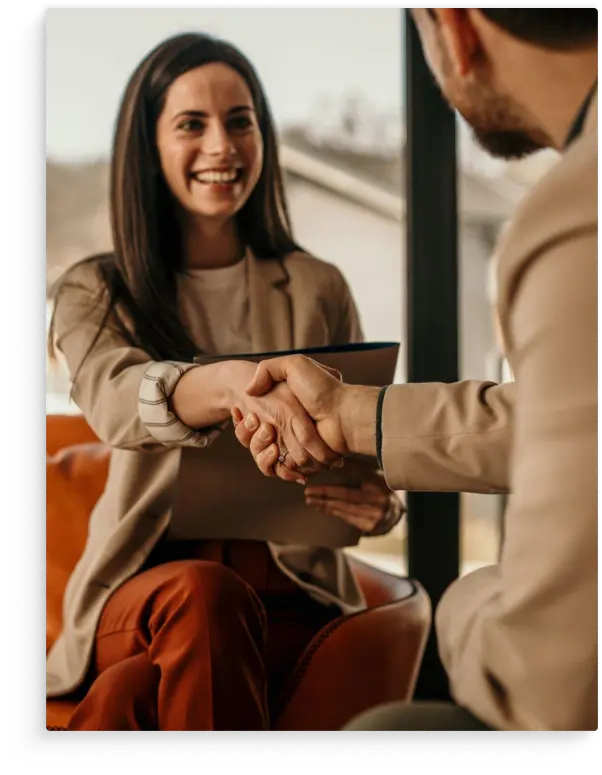 Lawyer and client shacking hands